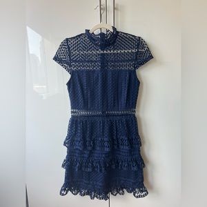 Romeo & Juliet Embroided Mini Dress | Navy | Size S